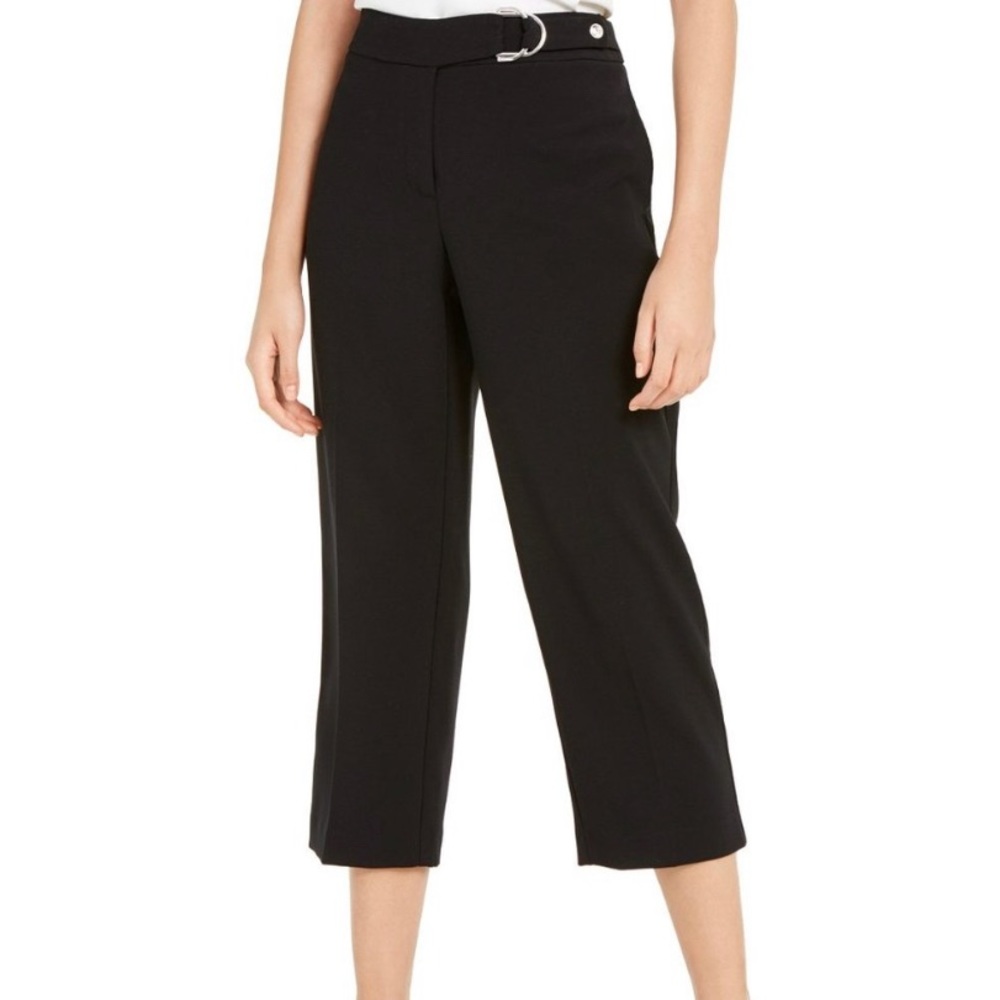Alfani Women’s Black Culottes Capri Buckle Pants Size 8